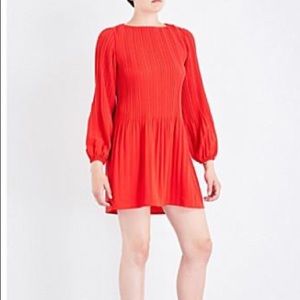 MAJE Red Rockin Pleated Crepe Mini Dress Size 1 S